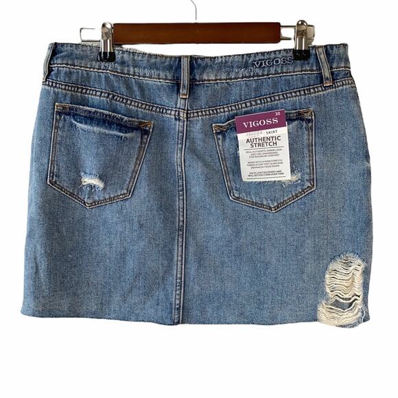 New Vigoss Jagger Women's Blue Medium Wash Classic Fit Distressed Jean Skirt W30 - Picture 6 of 11